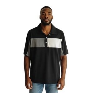 CBUK Mens Golf Polo Shirt XL TG Black Gray White Color Block Short Sleeve